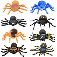 Juguetes de Araña Negra de Goma de 5 pulgadas (8 paquetes)-super elasticidad. Favoritos para la Mascarada de Halloween…